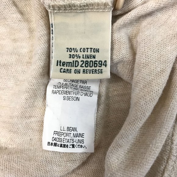 L L Bean Womens Linen Blend Oatmeal Button front 3/4 Sleeve Knit Top Size XS - Picture 6 of 8